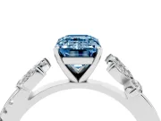 Emerald Cut Floral Vine Engagement Ring Setting for a Fancy Blue Lab-Grown Diamond | Platinum