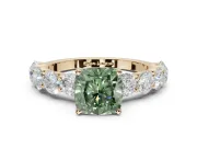 Cushion Cut Engagement Ring Setting for a Fancy Green Lab-Grown Diamond | Yellow Gold - Design NV-24455