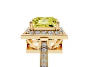 Princess Cut Halo Engagement Ring Setting for a Fancy Yellow Lab-Grown Diamond | Polished Halo Rim | Yellow Gold