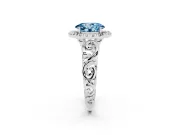 Oval Filigree Halo Engagement Ring Setting for a Fancy Blue Lab-Grown Diamond | Sterling Silver