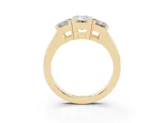 Emerald Cut Three Stone Engagement Ring Setting | Large Side Stones | Yellow Gold
