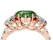 Heart-Shaped Three Stone Engagement Ring Setting for a Fancy Green Lab-Grown Diamond | Accented Shoulders | Rose Gold