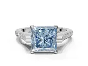 Princess Cut Engagement Ring Setting for a Fancy Blue Lab-Grown Diamond | Sterling Silver - Design NV-24586
