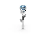 Princess Cut Twisted Vine Engagement Ring Setting for a Fancy Blue Lab-Grown Diamond | Marquise Leaves | Sterling Silver