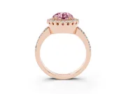 Round Vintage Milgrain Halo Engagement Ring Setting for a Fancy Pink Lab-Grown Diamond | Pierced Gallery | Rose Gold