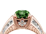 Radiant Cut Vintage Milgrain Engagement Ring Setting for a Fancy Green Lab-Grown Diamond | Hidden Halo | Rose Gold