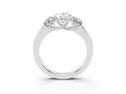 Oval Three Stone Engagement Ring Setting | Touching Side Stones | White Gold