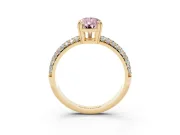 Pear-Shaped Three Row Pave Engagement Ring Setting for a Fancy Pink Lab-Grown Diamond | Yellow Gold