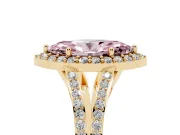 Marquise Split Shank Halo Engagement Ring Setting for a Fancy Pink Lab-Grown Diamond | Yellow Gold