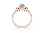 Pear-Shaped Three Stone Pavé Engagement Ring Setting for a Fancy Blue Lab-Grown Diamond | Round Side Stones | Rose Gold