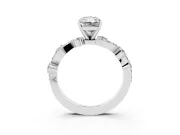 Radiant Cut Twisted Pavé Solitaire Engagement Ring Setting | Bar Stations | White Gold