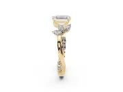 Emerald Cut Floral Vine Engagement Ring Setting | Yellow Gold