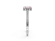 Asscher Cut Vintage Cathedral Engagement Ring Setting for a Fancy Pink Lab-Grown Diamond | Carved Band | White Gold