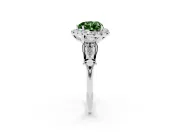 Fancy Green Heart Cut Diamond Halo Engagement Ring Set in Silver with Filigree Band and Prong-Set Center
