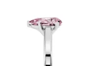 Fancy Pink Pear Cut Diamond Solitaire Ring Set in Silver with Prong Setting and Classic Band