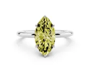 Marquise Hidden Halo Ring Setting for a Fancy Yellow Lab-Grown Diamond | White Gold