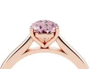 Fancy Pink Pear Cut Diamond Solitaire Ring Set in Rose gold with Cathedral Band and Prong Setting