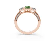 Pear-Shaped Three Stone Engagement Ring Setting for a Fancy Green Lab-Grown Diamond | Graduated Pave Band | Rose Gold