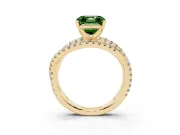 Fancy Green Asscher Cut Diamond Solitaire Twist Band Ring Set in Yellow gold with Pavé Setting and Prong Head