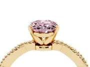Oval Twisted Engagement Ring Setting for a Fancy Pink Lab-Grown Diamond | Beaded Twist | Yellow Gold