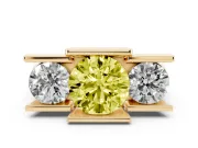 Round Channel-Set Three Stone Engagement Ring Setting for a Fancy Yellow Lab-Grown Diamond | Yellow Gold