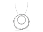 Round Diamond Double Halo Pendant Set in Silver with Prong-Set Accents