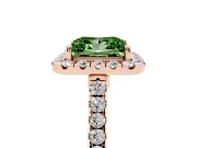 Princess Cut Halo Engagement Ring Setting for a Fancy Green Lab-Grown Diamond | Pave Shoulders | Rose Gold