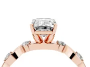 Emerald Cut Ribbon Twist Solitaire Engagement Ring Setting | Accented Shoulders | Rose Gold