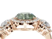 Round Three Stone Halo Engagement Ring Setting for a Fancy Green Lab-Grown Diamond | Rose Gold