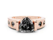Heart-Shaped Tension Style Engagement Ring Setting for a Black Center | Rose Gold