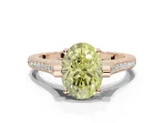 Oval Vintage Cathedral Engagement Ring Setting for a Fancy Yellow Lab-Grown Diamond | Carved Band | Rose Gold