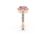 Oval Vintage Milgrain Halo Engagement Ring Setting for a Fancy Pink Lab-Grown Diamond | Pierced Gallery | Rose Gold