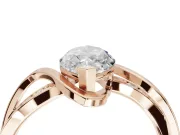 Marquise Bypass Solitaire Engagement Ring Setting | Pavé and Plain Strands | Rose Gold