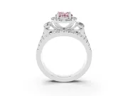 Oval Halo Split Shank Engagement Ring Setting for a Fancy Pink Lab-Grown Diamond | Round Side Stones | Platinum