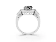 Fancy Black Heart Cut Diamond Milgrain Halo Ring Set in Platinum with Split Shank