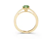 Fancy Green Pear Cut Diamond Solitaire Engagement Ring Set in Yellow gold with Prong Setting on a Classic Band