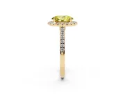 Oval Halo Engagement Ring Setting for a Fancy Yellow Lab-Grown Diamond | Pave Shoulders | Yellow Gold