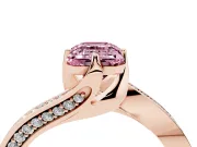 Emerald Cut Bypass Pavé Solitaire Engagement Ring Setting for a Fancy Pink Lab-Grown Diamond | Angled Head | Rose Gold