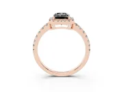 Emerald Cut Halo Engagement Ring Setting for a Black Center | Graduated Pavé Band | Rose Gold
