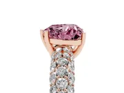 Heart-Shaped Multi Row Pave Engagement Ring Setting for a Fancy Pink Lab-Grown Diamond | Rose Gold