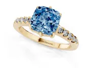 Cushion Cut Engagement Ring Setting for a Fancy Blue Lab-Grown Diamond | Yellow Gold - Design NV-24649
