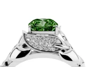 Cushion Cut Leaf Bypass Engagement Ring Setting for a Fancy Green Lab-Grown Diamond | Sculpted Leaves | Sterling Silver