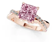 Princess Cut Twist Engagement Ring Setting for a Fancy Pink Lab-Grown Diamond | Rose Gold