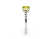 Fancy Yellow Asscher Cut Diamond Solitaire Vine Band Ring Set in Platinum with Round Accents and Prong Setting