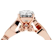 Emerald Cut Vintage Vine Solitaire Engagement Ring Setting | Milgrain Leaves | Rose Gold