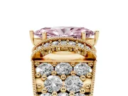 Marquise Vintage Pave Engagement Ring Setting for a Fancy Pink Lab-Grown Diamond | Milgrain Edges | Yellow Gold