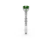Fancy Green Cushion Cut Diamond Solitaire Set in Silver with Round Pavé Band and Prong Setting