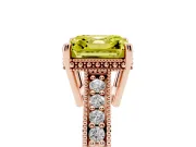 Asscher Cut Engraved Engagement Ring Setting for a Fancy Yellow Lab-Grown Diamond | Rose Gold
