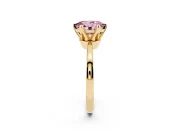 Fancy Pink Oval Cut Diamond Solitaire Engagement Ring Set in Yellow gold with Slim Tapered Solitaire Band