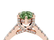 Marquise Hidden Halo Pave Engagement Ring Setting for a Fancy Green Lab-Grown Diamond | Claw Prongs | Rose Gold
